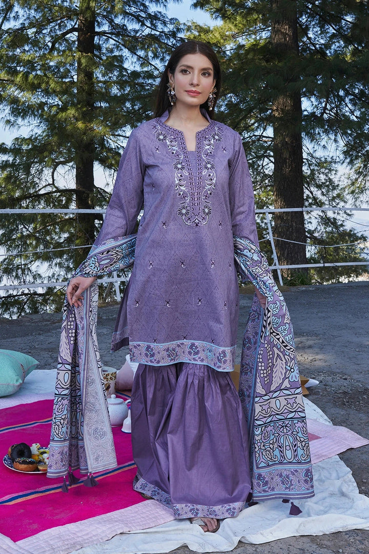 Printed Lawn Lavender Stitched Suit - Khas