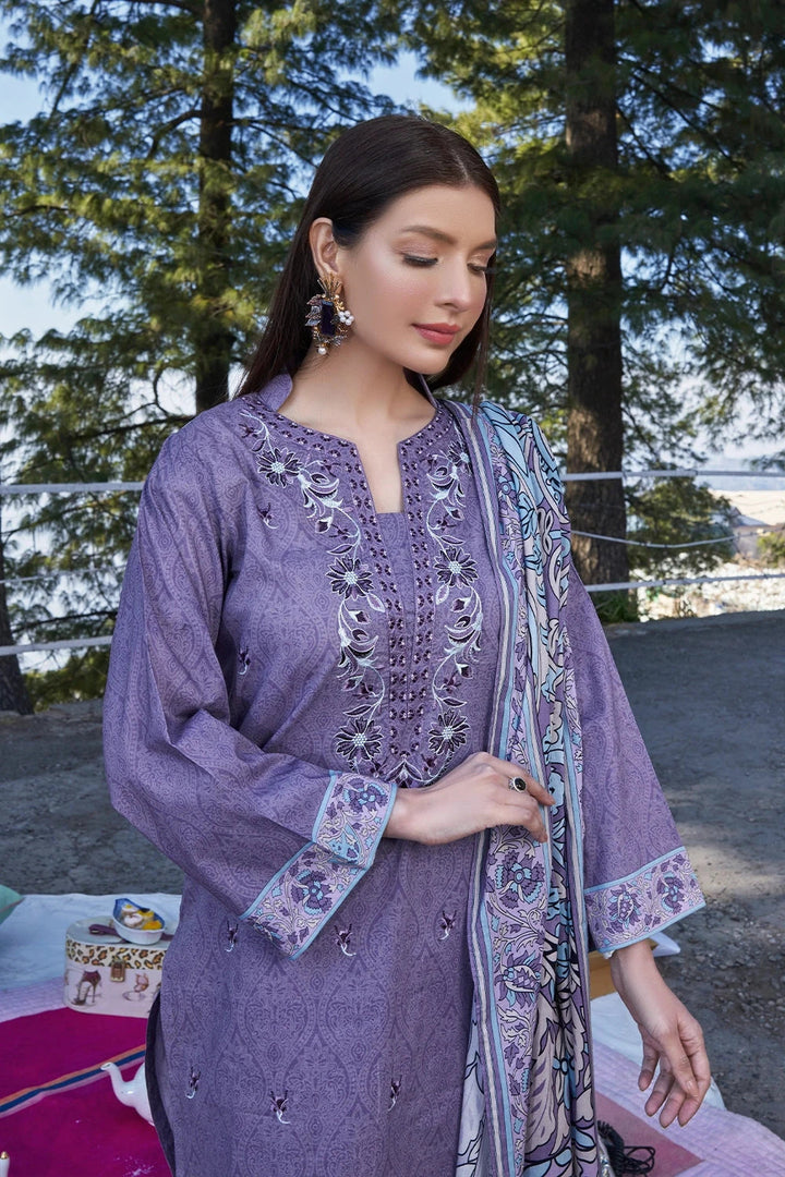 Printed Lawn Lavender Stitched Suit - Khas