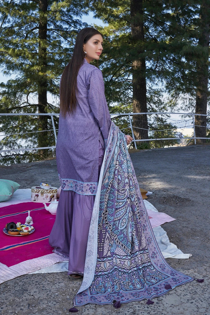 Printed Lawn Lavender Stitched Suit - Khas