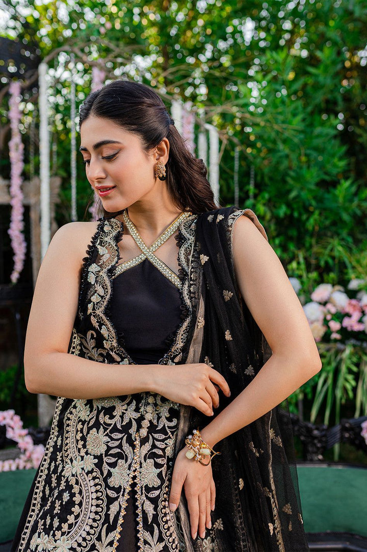 Chiffon Black 3 Piece Suit - Raqsam