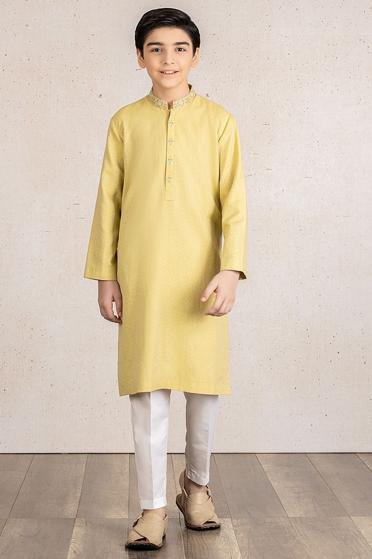 Bunnat Lime Green Kurta - J. Junaid Jamshed