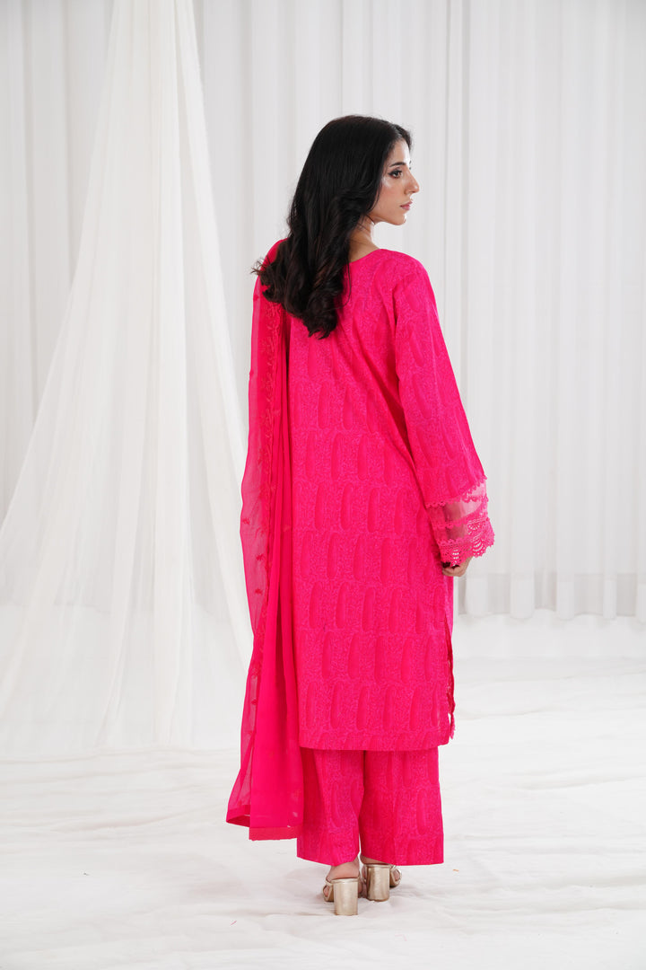 Cambric Pink Stitched Suit - Nishat