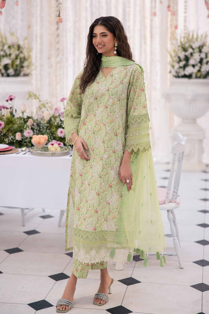 Embroidered Printed Cambric Mint Green Stitched Suit - Nishat