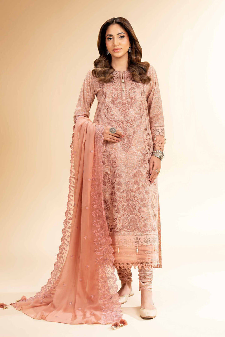 Embroidered Printed Cambric Tea Pink Stitched Suit - Nishat