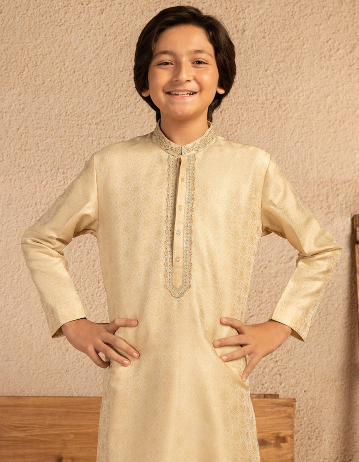 Blended Dull Gold Special Kurta - J. Junaid Jamshed
