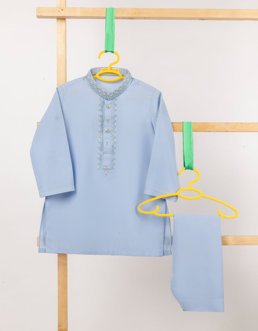 Polyester Sky Blue Shalwar Kameez - J. Junaid Jamshed