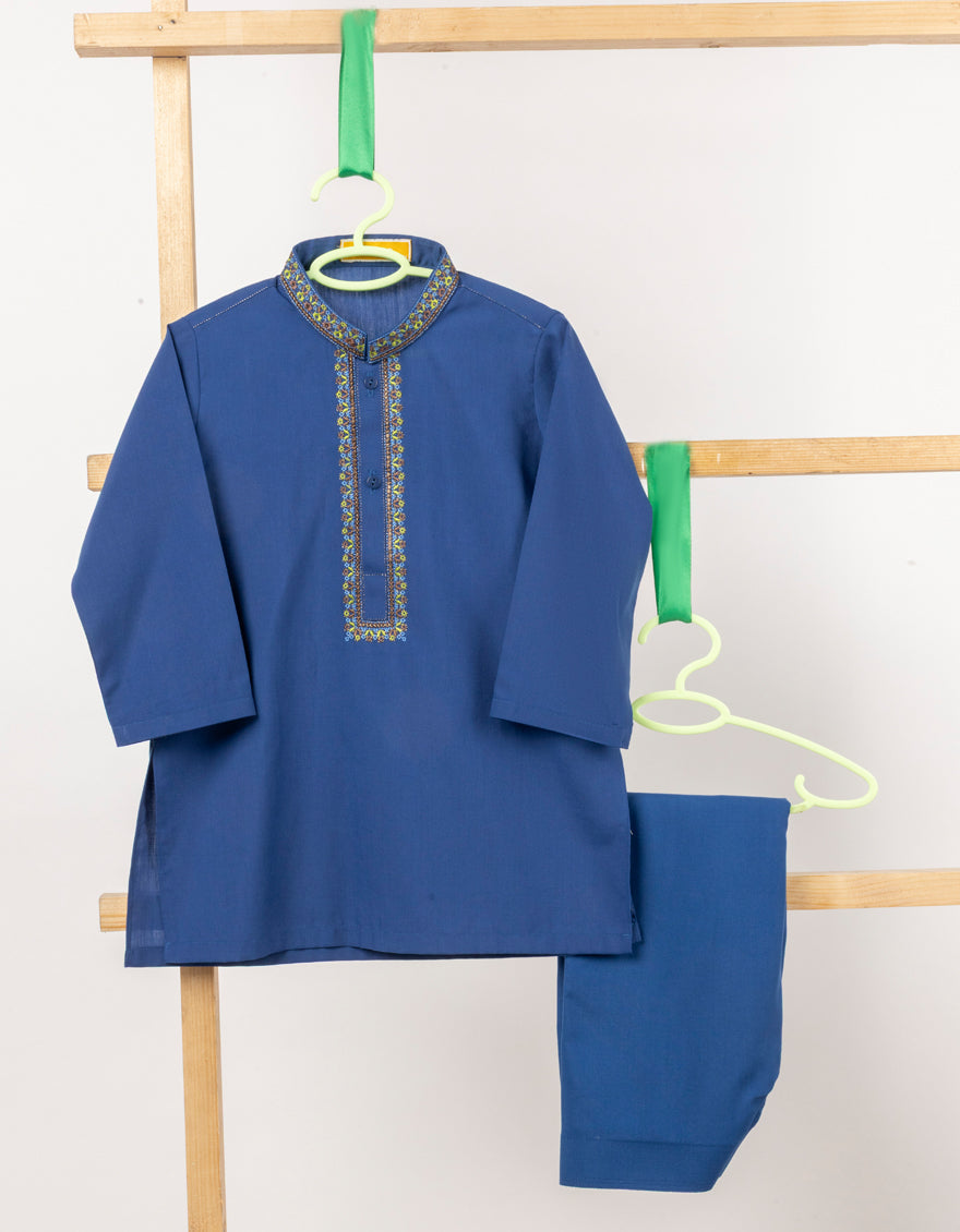 Blended Blue Shalwar Kameez - J. Junaid Jamshed