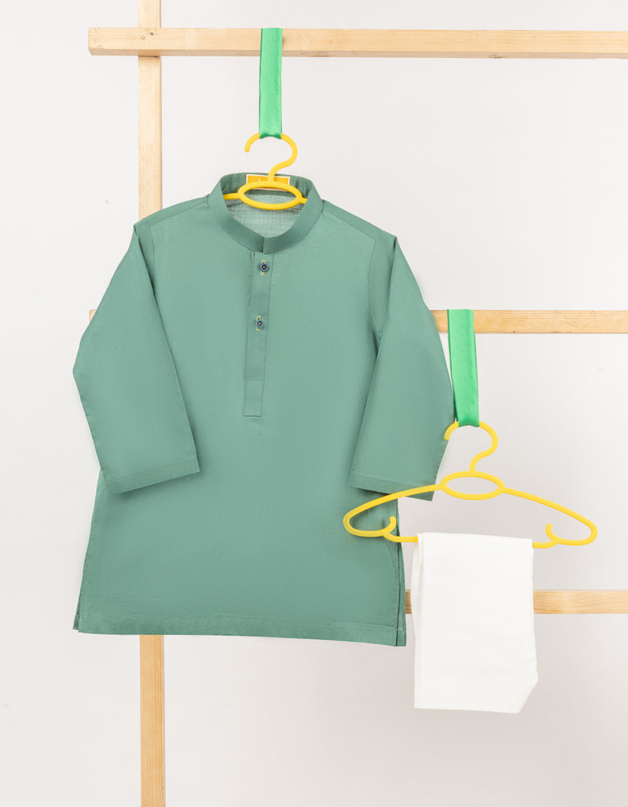 Cotton Green Shalwar Kameez - J. Junaid Jamshed