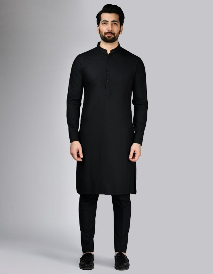 Blended Black Kurta Trouser - J. Junaid Jamshed