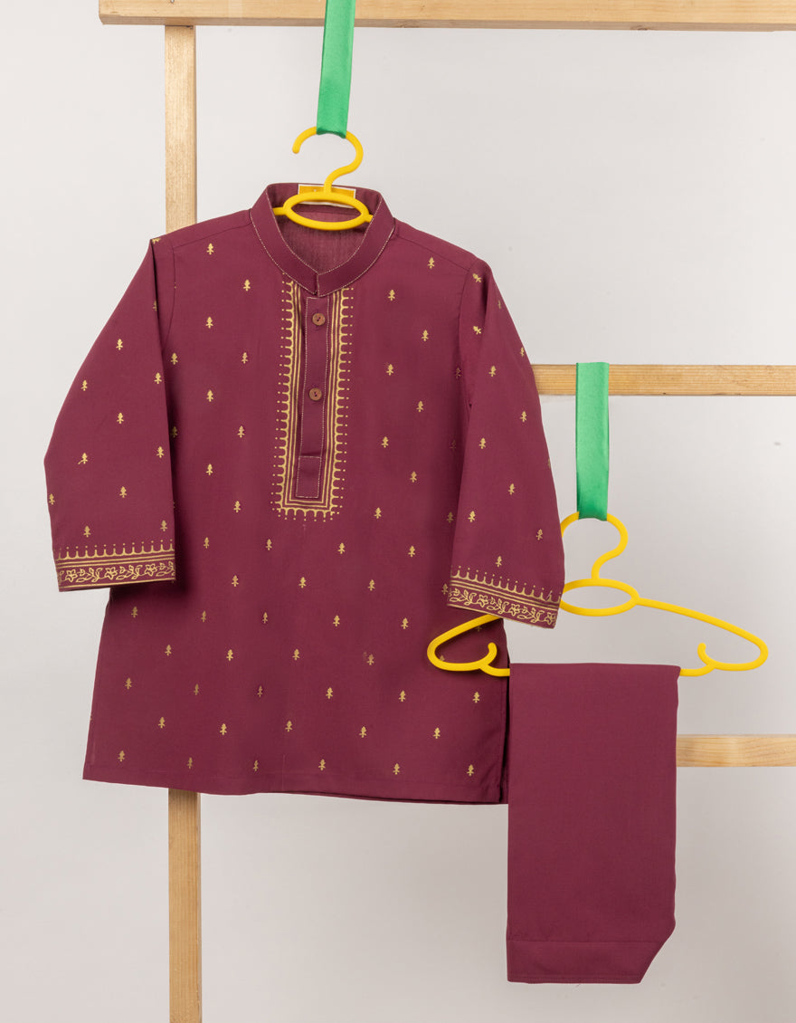 Blended Maroon Shalwar Kameez - J. Junaid Jamshed