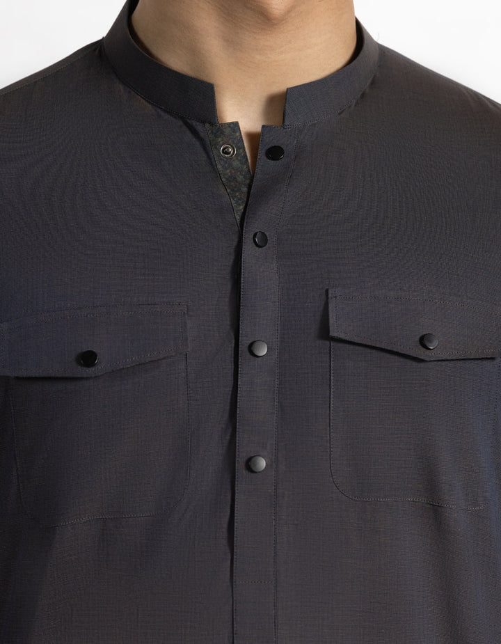 Cotton Stone Blue Kurta Trouser - J. Junaid Jamshed