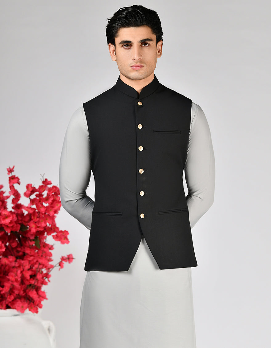 Suiting Black Waist Coat Junaid Jamshed – Janan