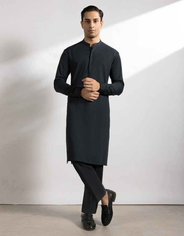 Blended Dark Green Kurta Trouser - J. Junaid Jamshed
