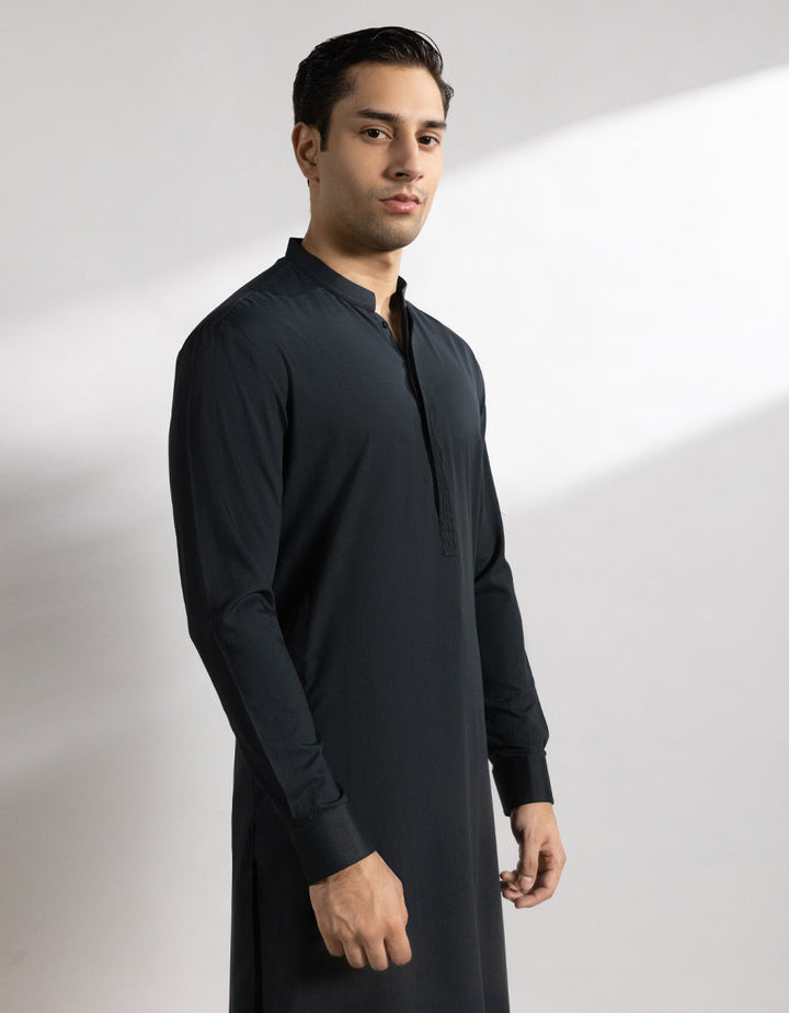 Blended Dark Green Kurta Trouser - J. Junaid Jamshed