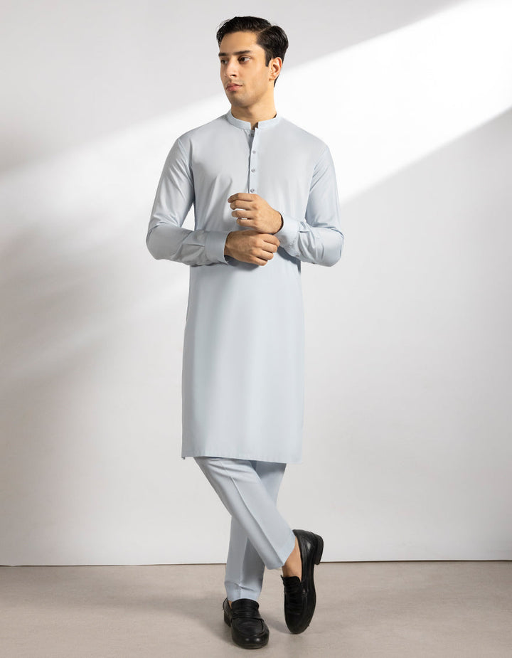 Blended Sky Blue Kurta Trouser - J. Junaid Jamshed
