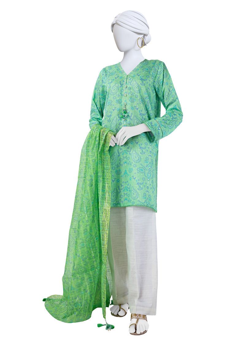 Cambric Green Unstitched Suit - J. Junaid Jamshed