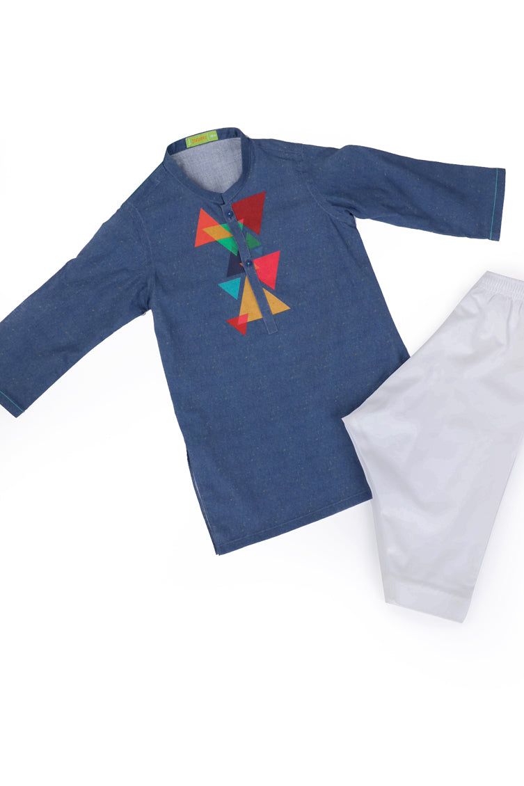 Cotton Pigeon Blue Kameez Shalwar - J. Junaid Jamshed