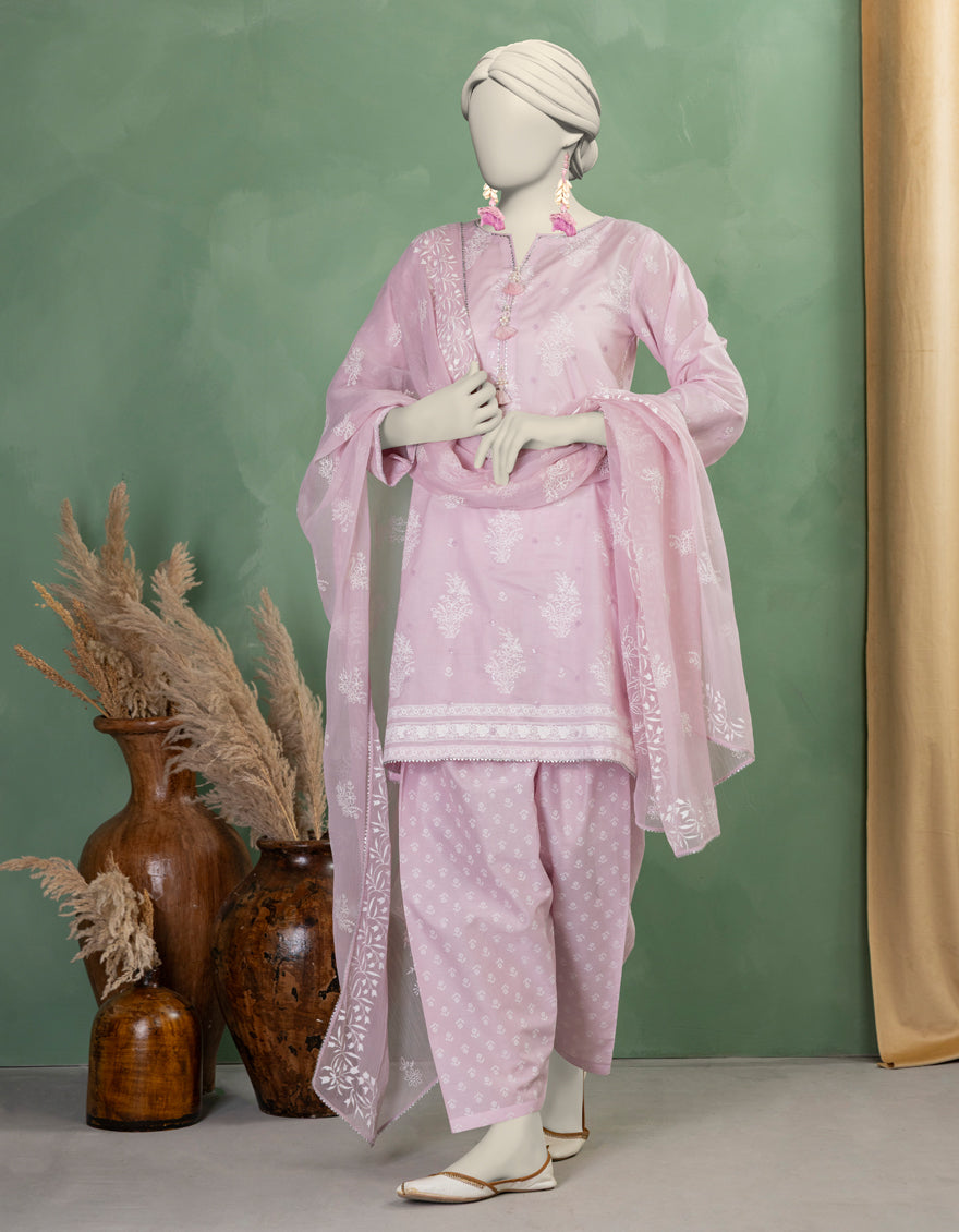 Lawn Pink Unstitched Suit - J. Junaid Jamshed