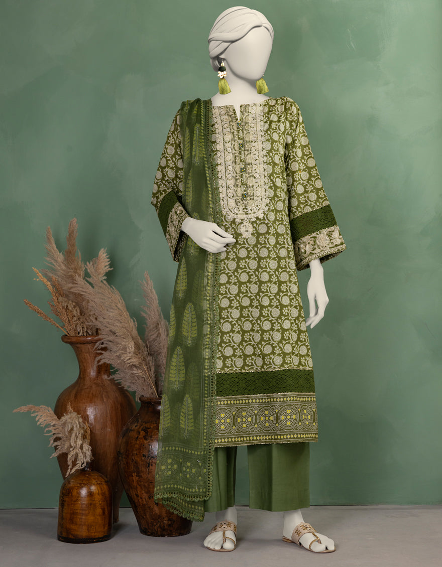 Lawn Multicolor Unstitched Suit - J. Junaid Jamshed