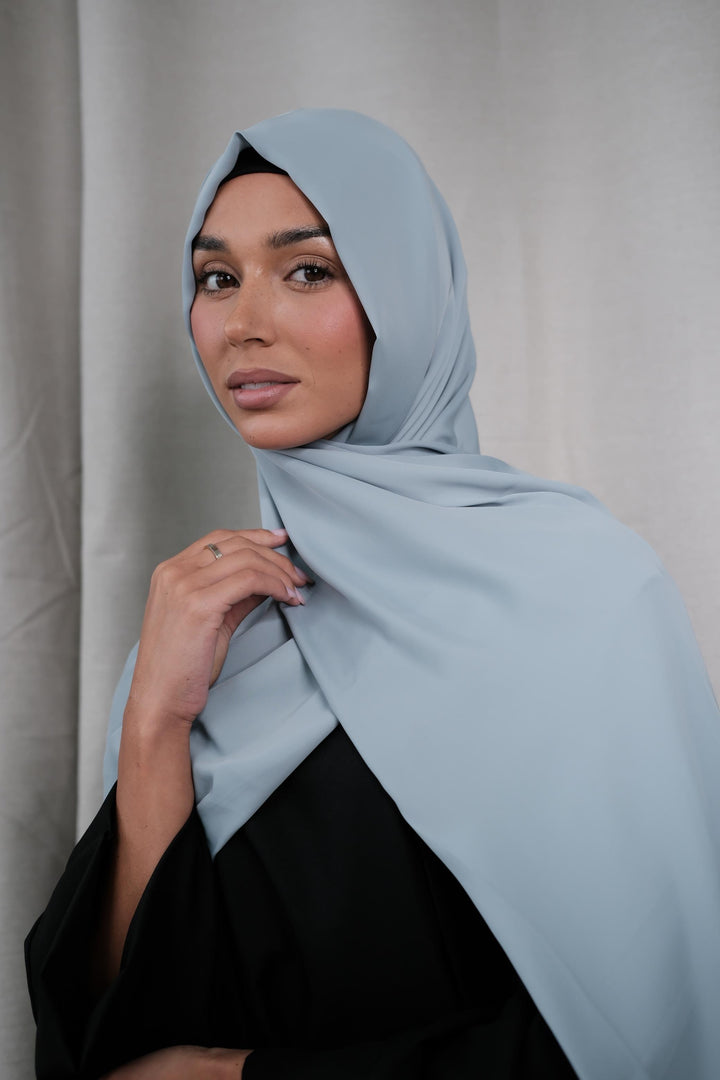 Aqua Chiffon Silk Hijab