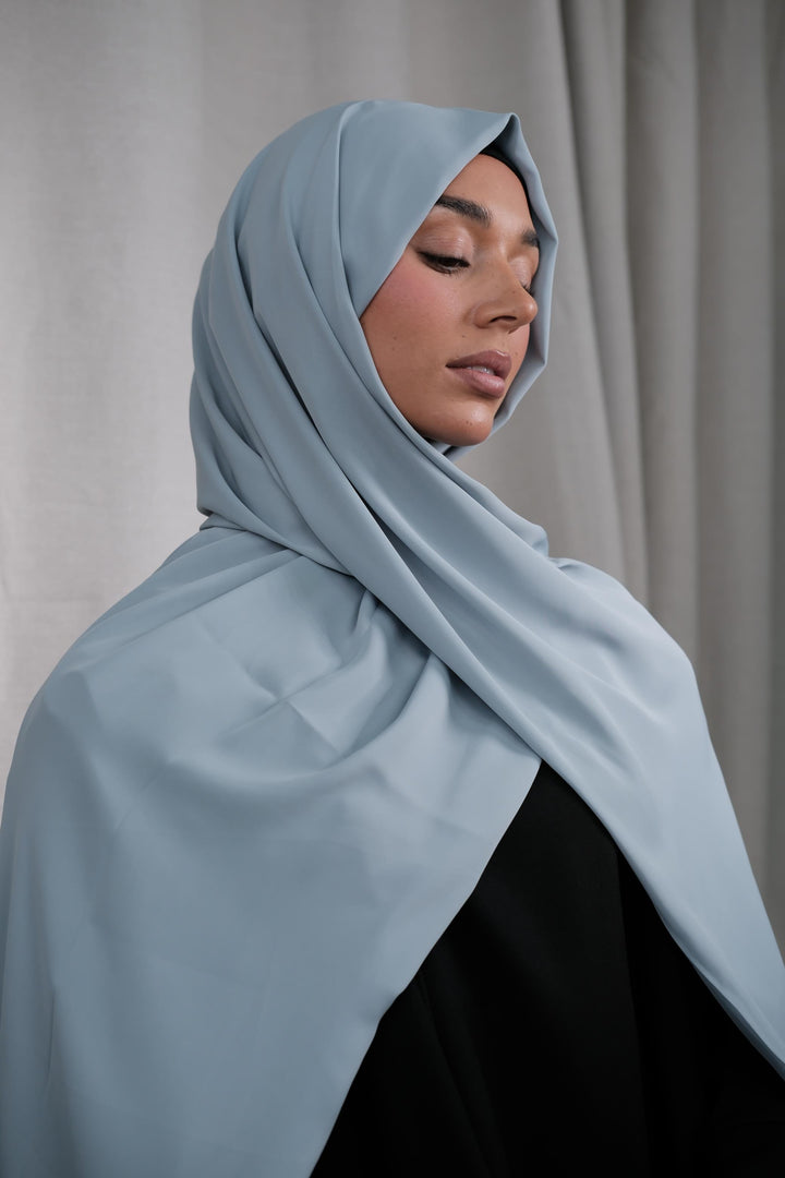 Aqua Chiffon Silk Hijab
