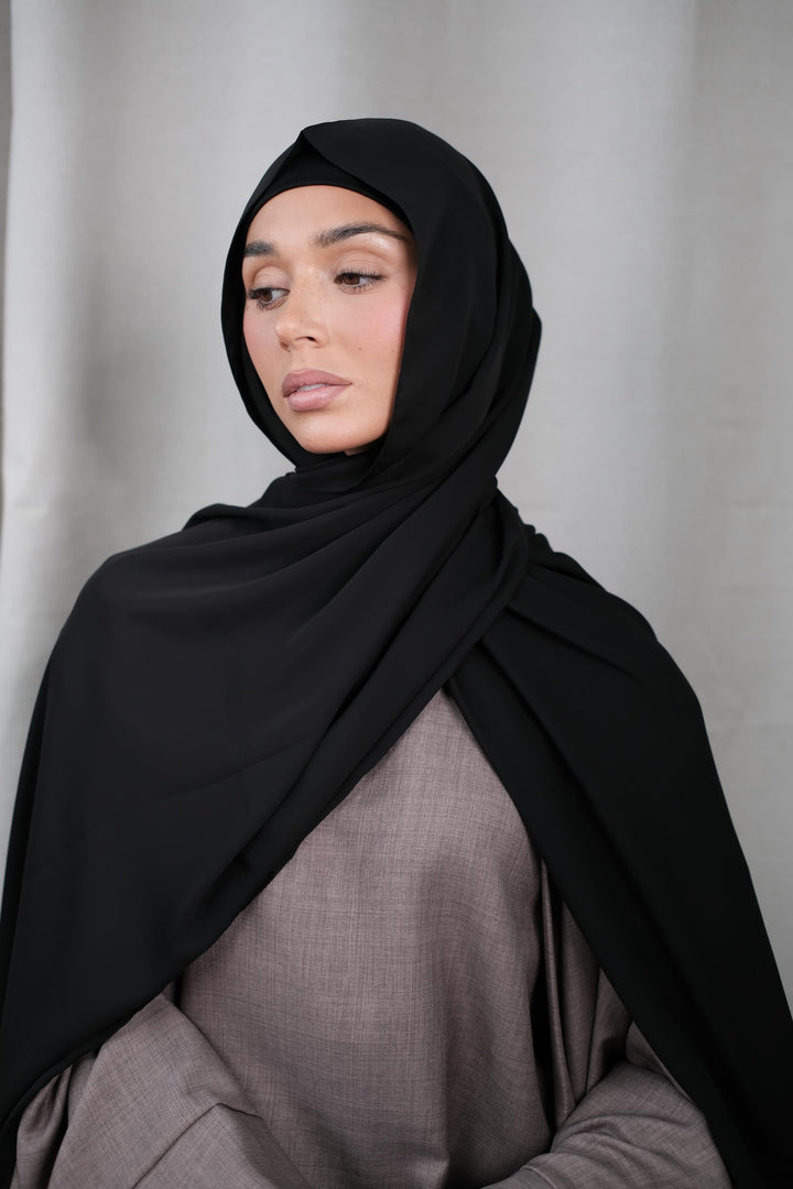 Black Chiffon Silk Hijab