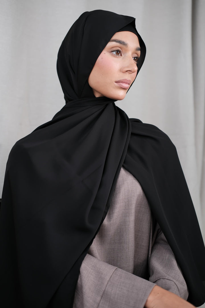 Black Chiffon Silk Hijab