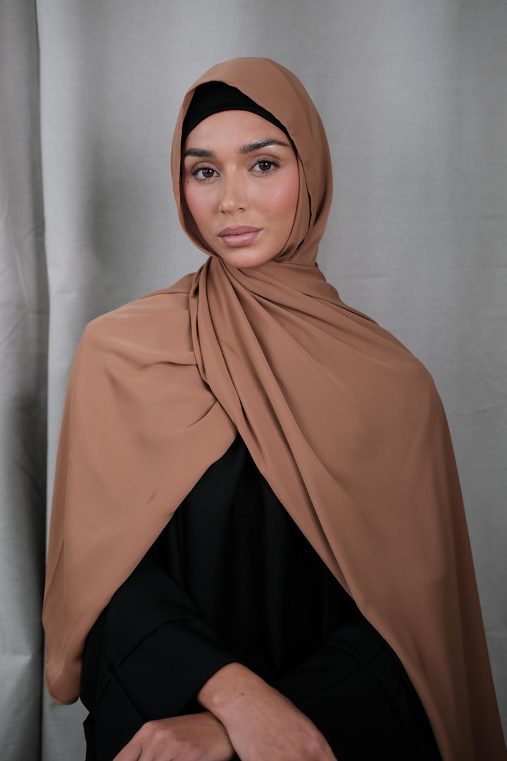 Dark Toffee Chiffon Silk Hijab