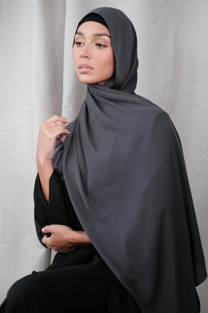 Slate Chiffon Silk Hijab