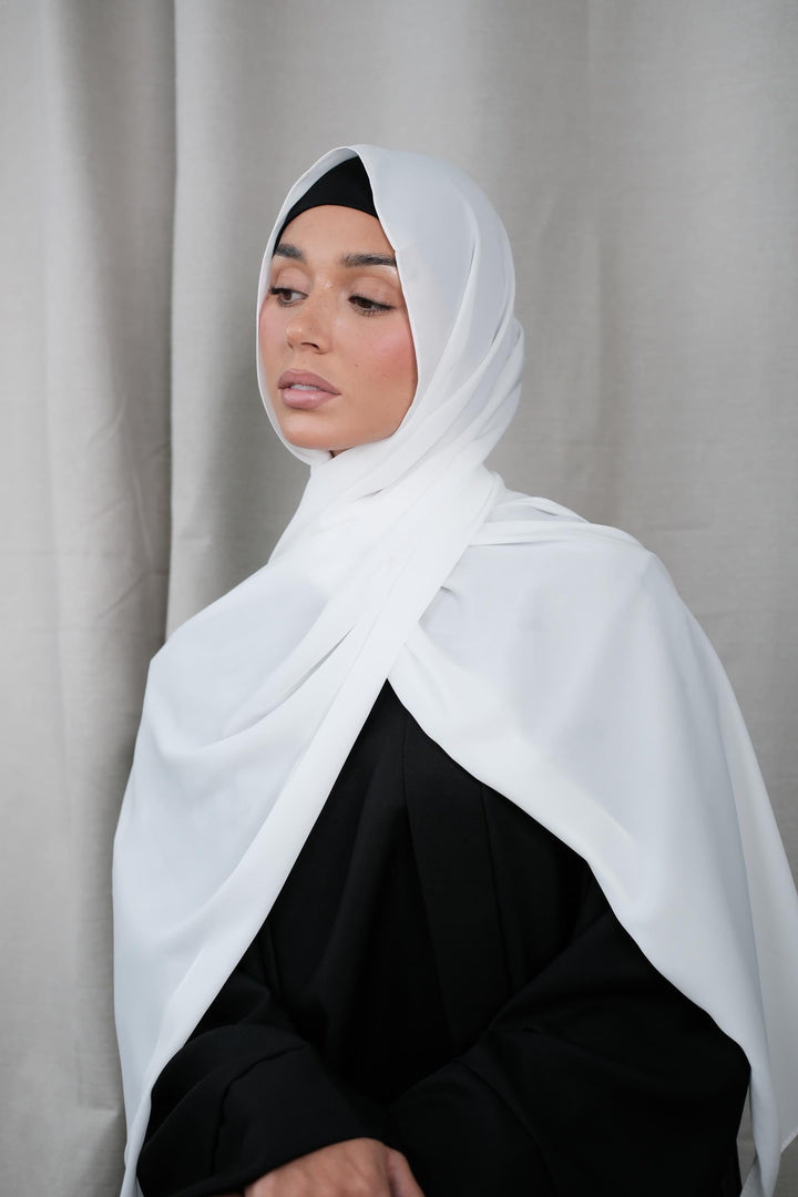 White Chiffon Silk Hijab