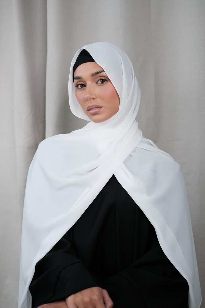 White Chiffon Silk Hijab