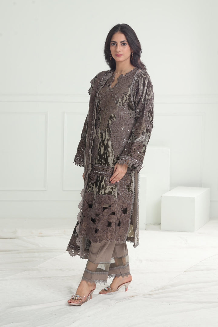 Design 01 - Maria B Winter Luxe Stitched