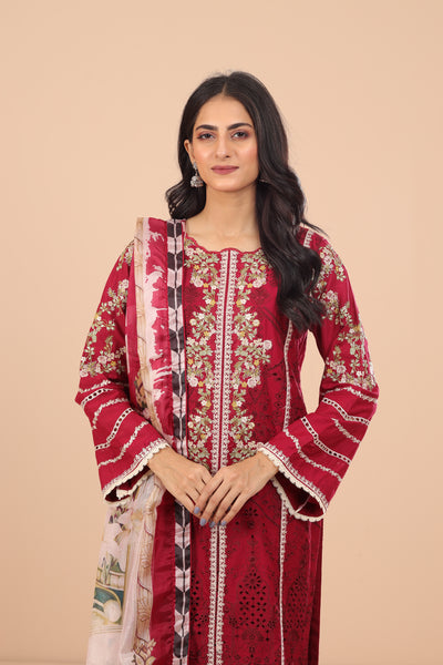 Red Riding Hood 3 Piece Suit - Elaf Chikankari Collection
