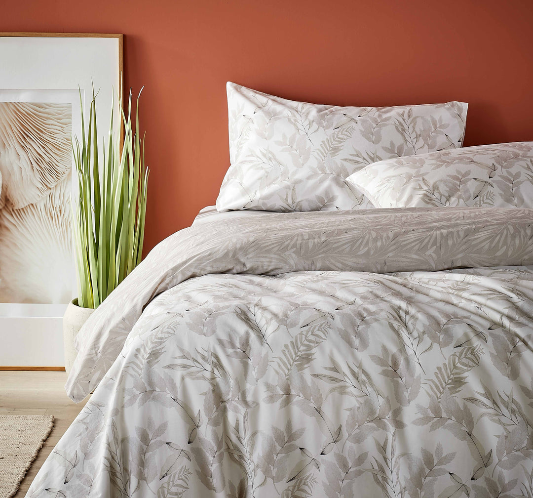 Vantona Essentials Range Serene Leaves Duvet Cover Set - Natural