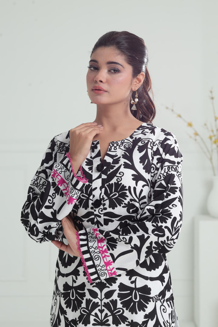 Printed Viscose White Stitched Suit - Alkaram