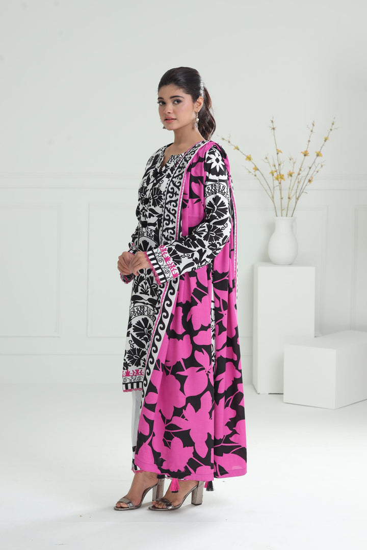 Printed Viscose White Stitched Suit - Alkaram