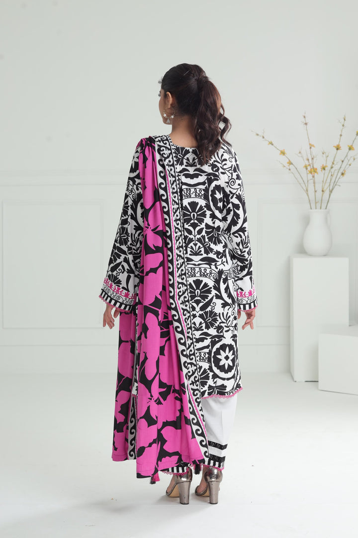 Printed Viscose White Stitched Suit - Alkaram