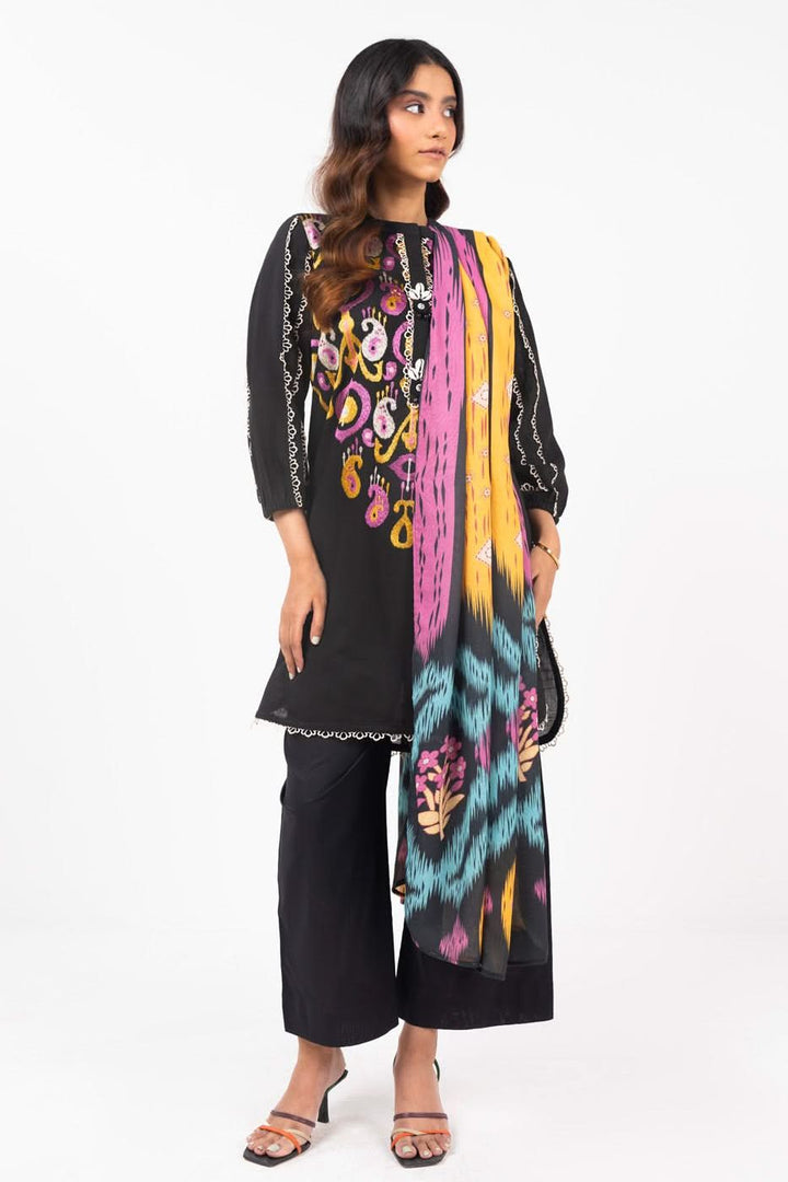 Embroidered Khaddar Black Stitched Suit - Alkaram