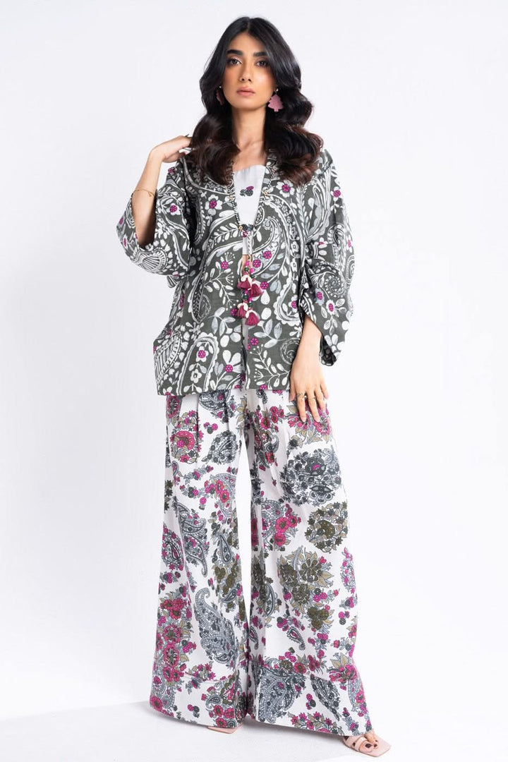 Printed Khaddar Off White Stitched Suit - Alkaram