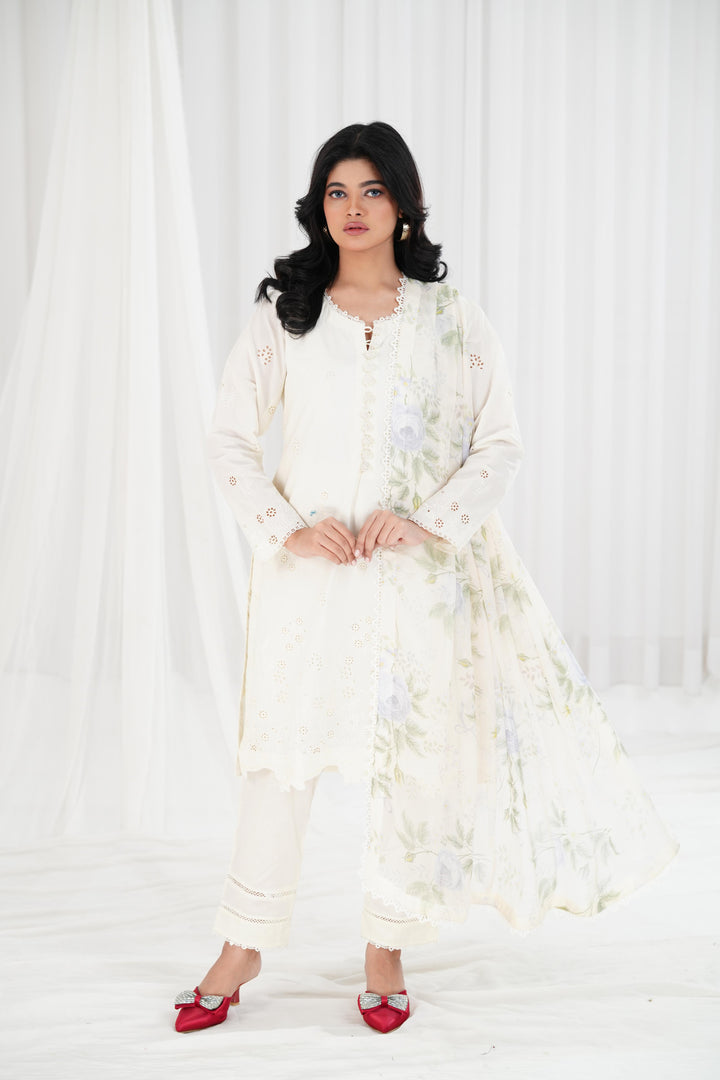 Gardenia Muse - Cross Stitch Chikankari Stitched