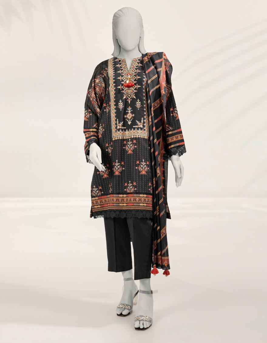 Cambric Multicolor Unstitched Suit - J. Junaid Jamshed