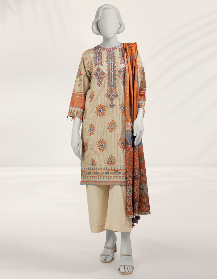 Cambric Multicolor Unstitched Suit - J. Junaid Jamshed