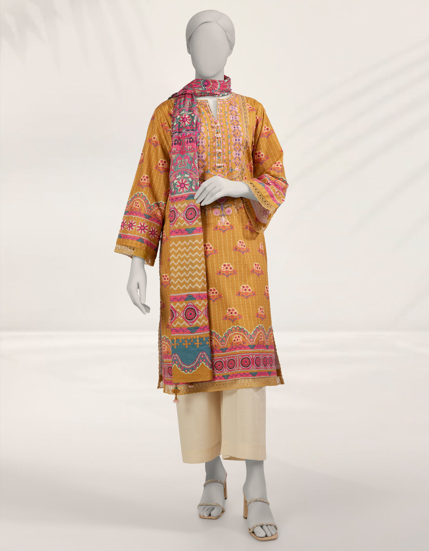 Cambric Multicolor Unstitched Suit - J. Junaid Jamshed
