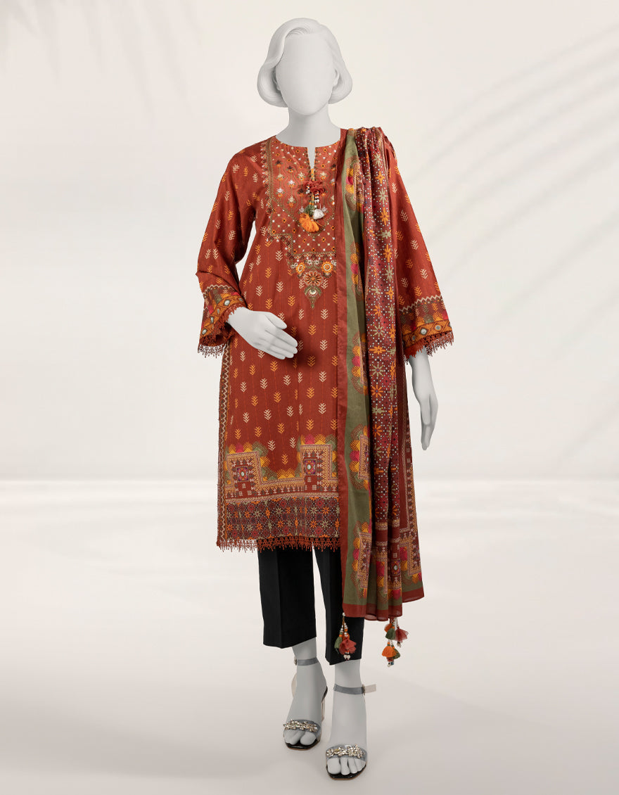 Cambric Multicolor Unstitched Suit - J. Junaid Jamshed
