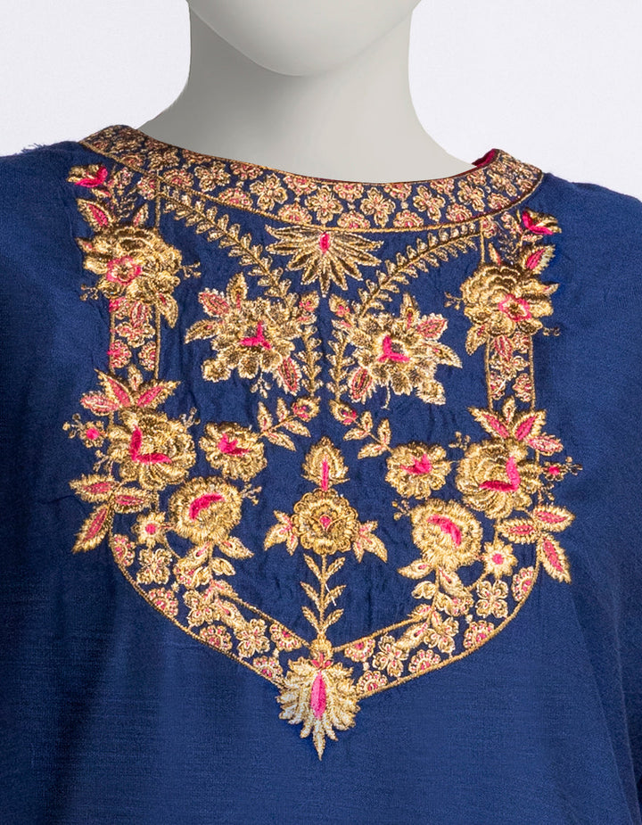 Cotton Net Blue Kurti - J. Junaid Jamshed