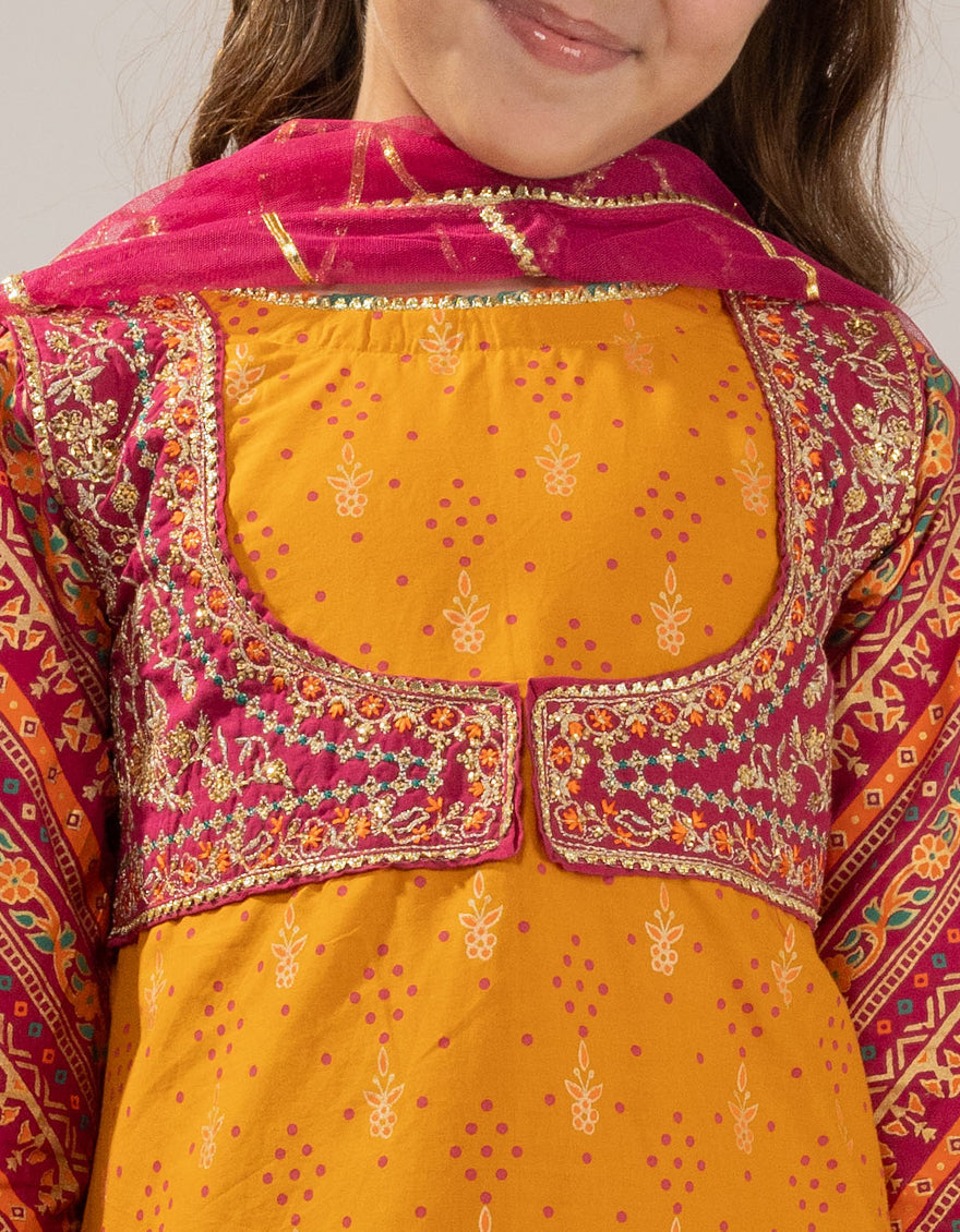 Lawn Silk Mustard Stitched Suit - J. Junaid Jamshed