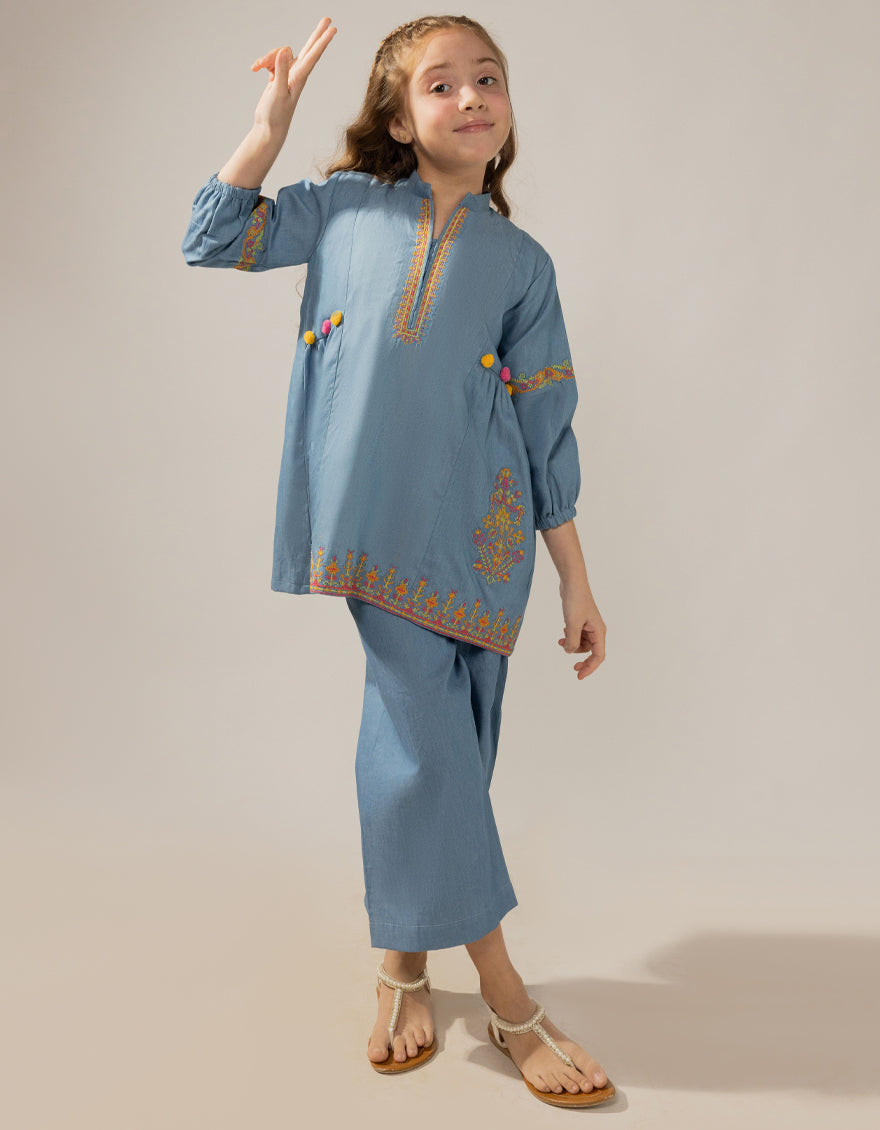 Denim Blue Stitched Suit - J. Junaid Jamshed