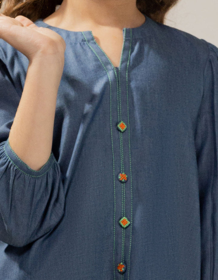 Denim Blue Stitched Suit - J. Junaid Jamshed