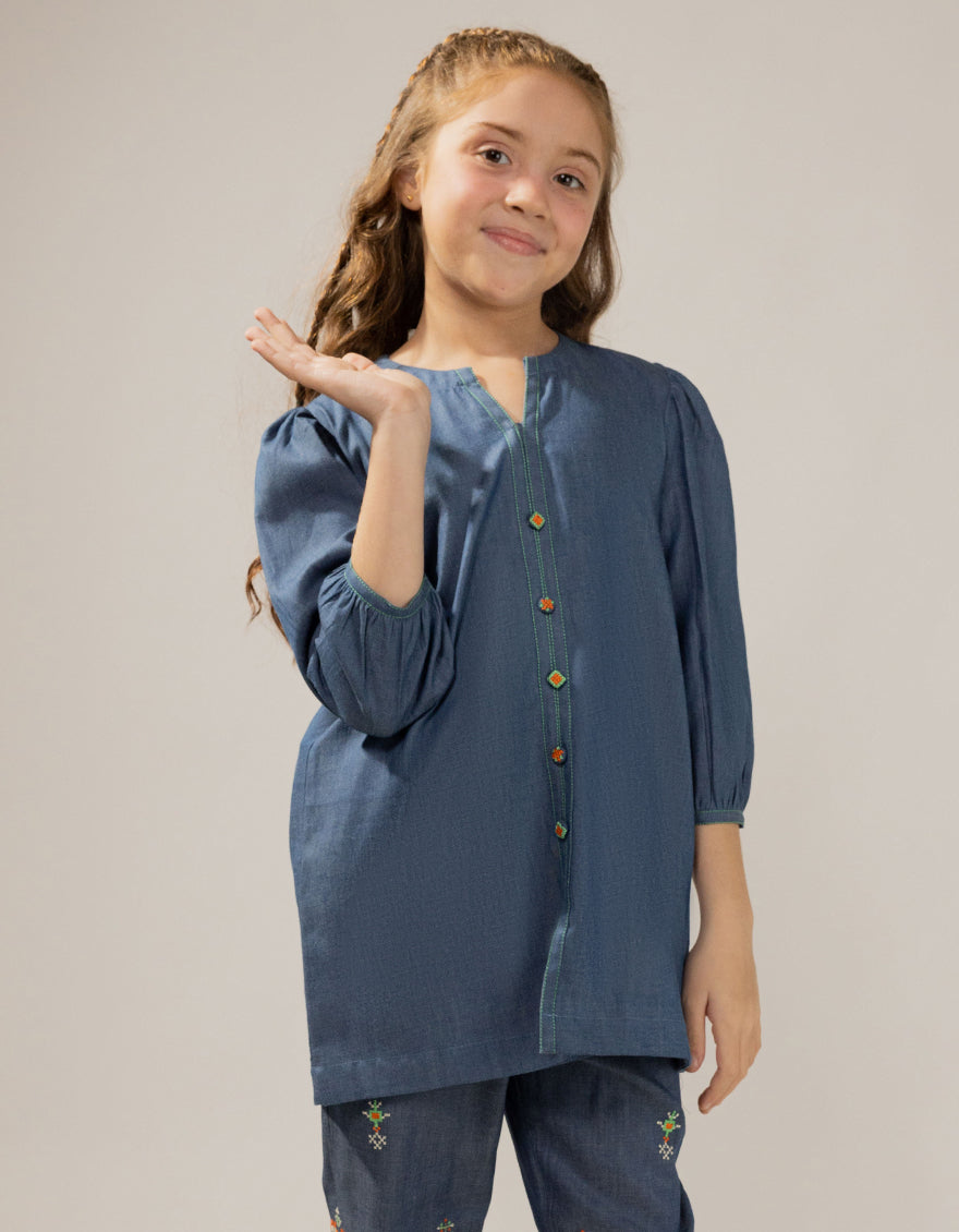 Denim Blue Stitched Suit - J. Junaid Jamshed