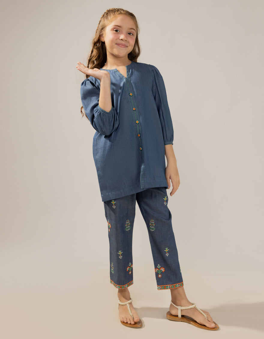 Denim Blue Stitched Suit - J. Junaid Jamshed